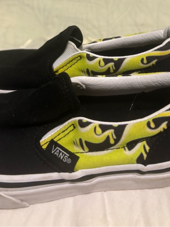 Vans Other - Vans Kids Slip-On Sneakers in Black and Yellow Flame Pattern